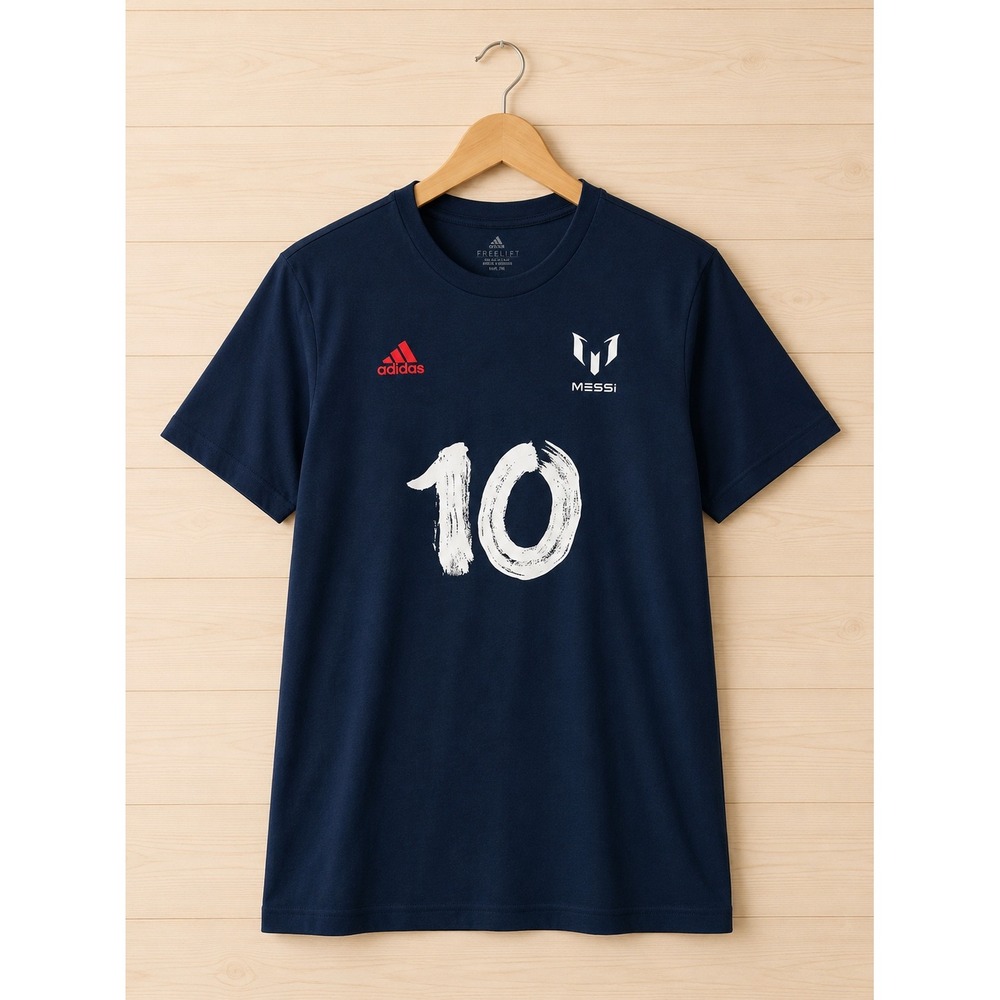Adidas Messi #10 Graphic T-Shirt Navy Blue Soccer Tee Small Soccer Sportswear